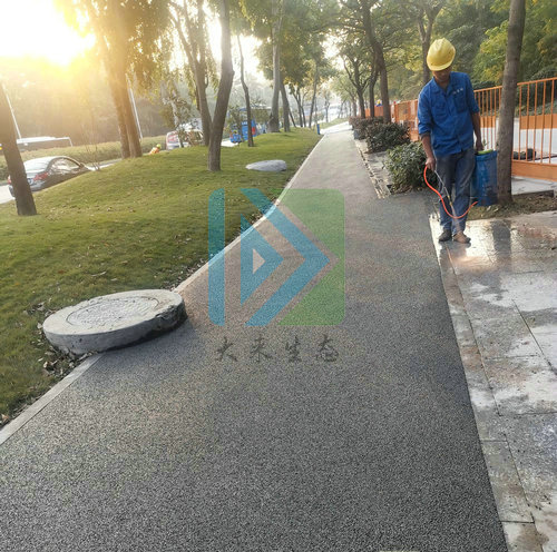 广州南沙区灵溪岛尖雨洪公园透水混凝土工程